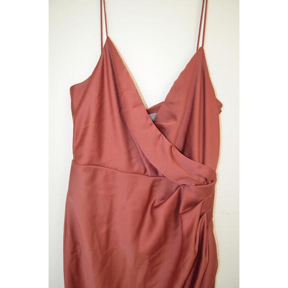 BHLDN Freya Satin Charmeuse Dress | Anthropologie in Cinnamon - Picture 4 of 7